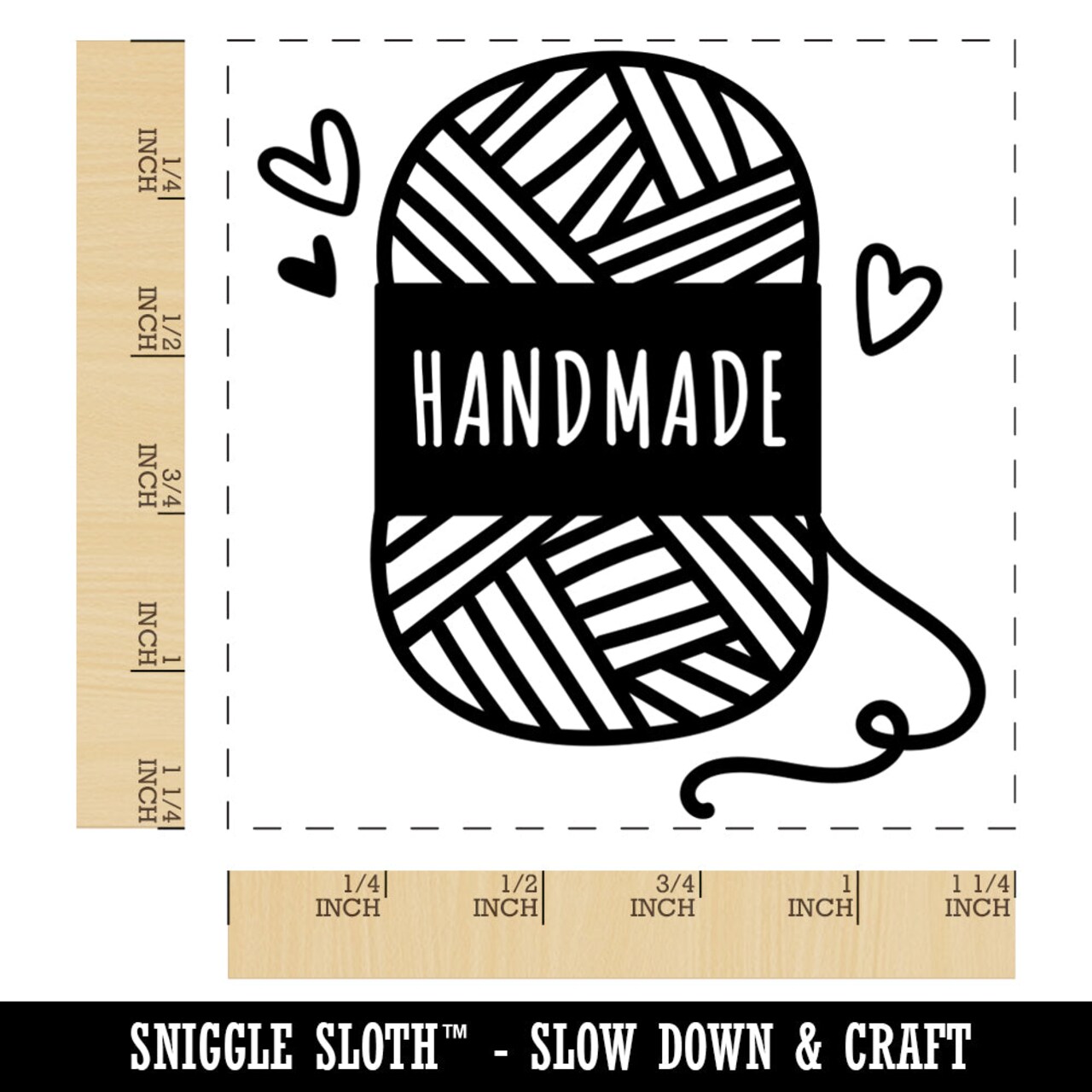Cute and Sweet Handmade Skein of Yarn Knitting Crocheting Square Rubber Stamp for Stamping Crafting
